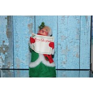 Vintage 1974 Annalee Mobilitee Dolls Christmas Woman Caroler Doll 8”